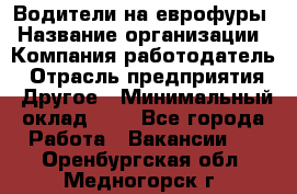 Водители на еврофуры › Название организации ­ Компания-работодатель › Отрасль предприятия ­ Другое › Минимальный оклад ­ 1 - Все города Работа » Вакансии   . Оренбургская обл.,Медногорск г.